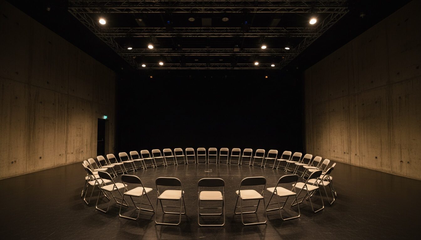 Empty black box theatre space — audition environment