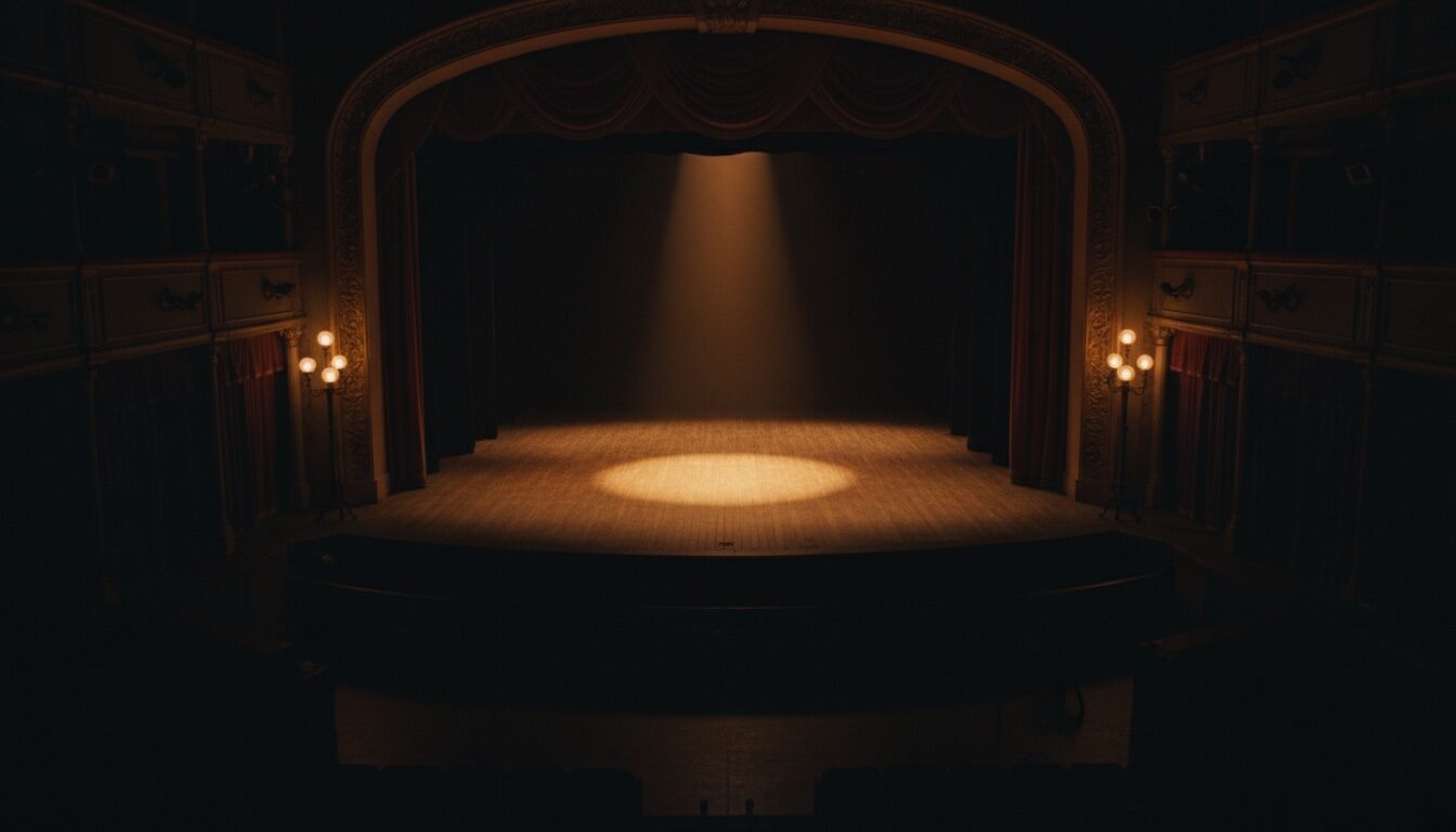 Empty proscenium stage — ensemble rehearsal space