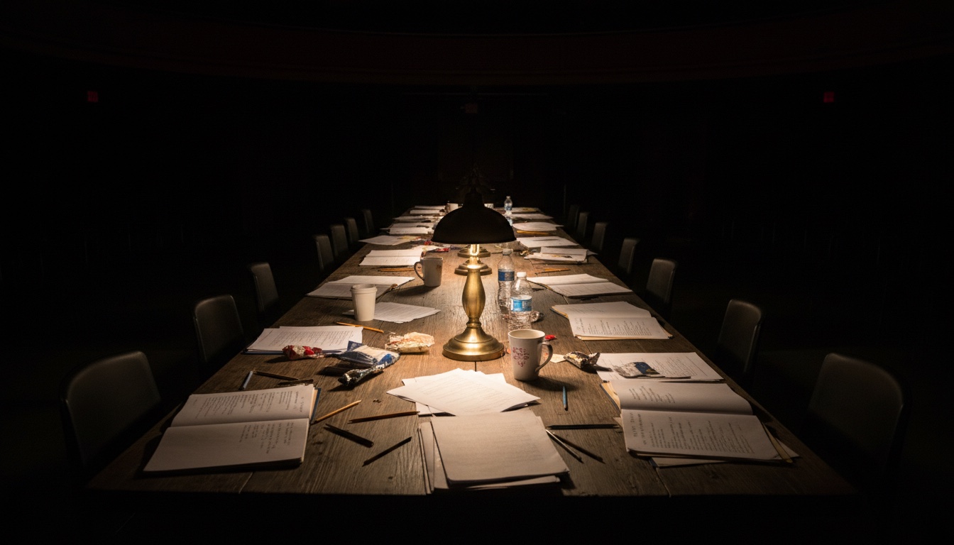 Rehearsal table with chairs — callback room